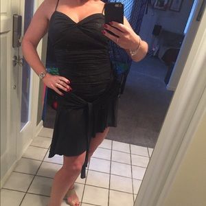 BCBG MAXAZRIA black and silver dress.